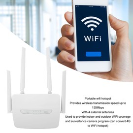 GOWENIC 4G LTE WLAN Router with SIM Card Slot, Modem Router with External Antennas, WAN LAN Connection and WLAN Hotspot, Supports 32 Users (EU Plug)