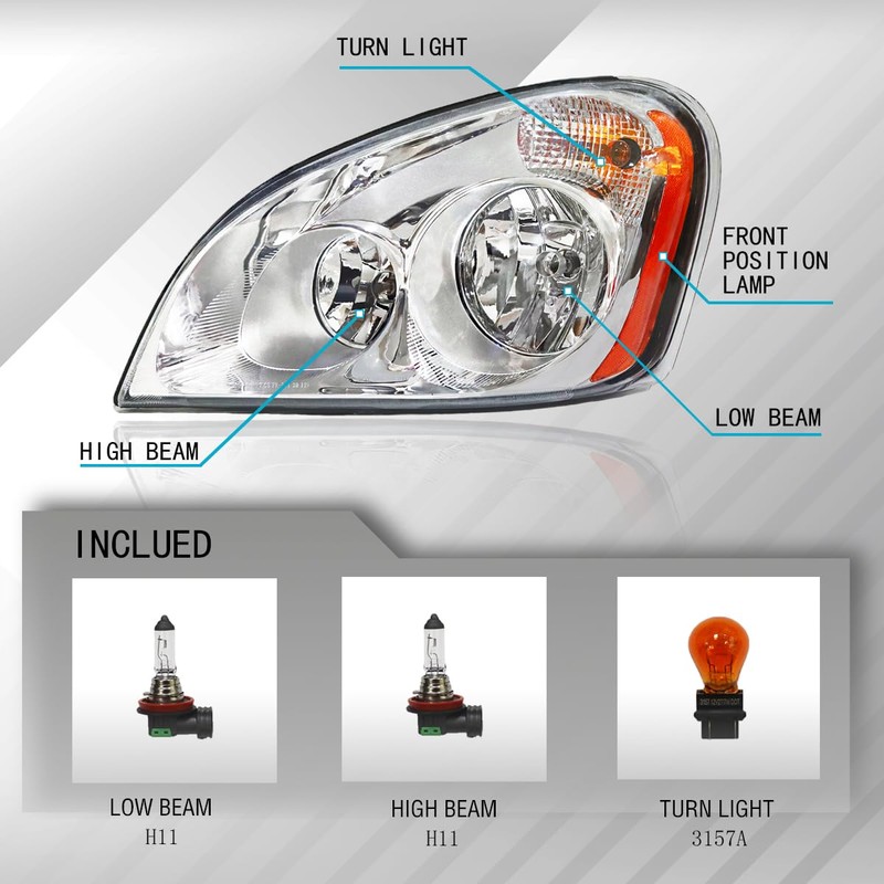 Easyinst Freightliner Headlights for Cascadia 2008-2017,Replacement Headlamp DOT and SAE