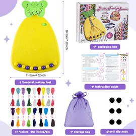 FORMIZON Friendship Bracelets Craft Set Girls, DIY Bracelet Kit Making for Children Aged 6-12, Friendship Bracelets Craft Braiding Set with 25 Threads and Woven Board