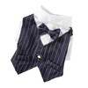 Pet Suit Bow Decor Striped Breathable Dog Cat Wedding Shirt