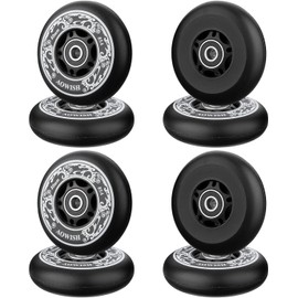 AOWISH 8-Pack Inline Skate Replacement Wheels 85A Outdoor Asphalt Formula Roller Blades Wheels Indoor Roller Blades Wheels with Bearings ABEC-9 & Floating Spacers (Black, 76mm)