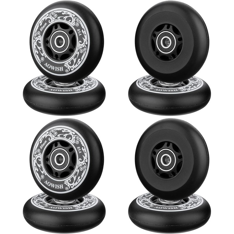 AOWISH 8-Pack Inline Skate Replacement Wheels 85A Outdoor Asphalt Formula