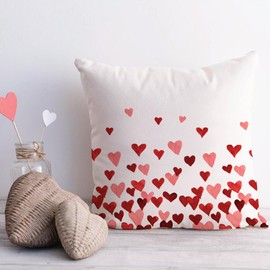 JXZYGMD Valentine's Day Pillow Covers 18x18 Inch Set of 2 Red Pink Love Hearts Valentine's Day Cushion Case Decoration for Sofa Couch
