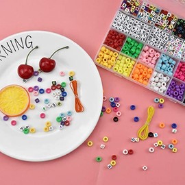 960 Pieces Letter Beads Set for Kids - Colourful Beads for Bracelets, Hair Bands, Jewellery Making - Includes Elastic Jewellery Thread