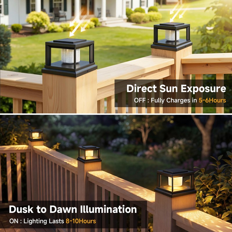 FOLKSMATE Solar Post Cap Lights 12 Pack, 2 Lighting Modes