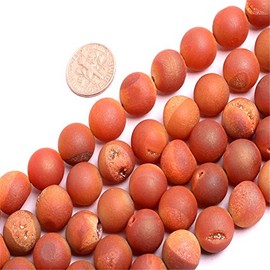 Druzy Drusy Metal Plated Agate Beads for Jewelry Making 15" Strand (Brown/8mm)