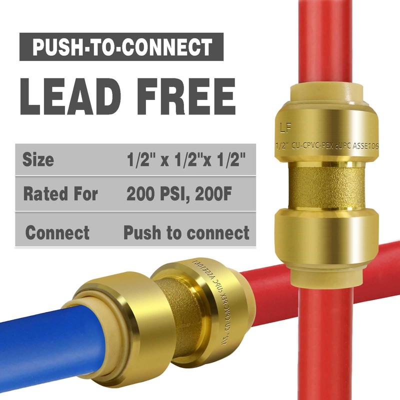 TTFLEX 1/2-inch Straight Coupling Push to Connect Plumbing Fitting with