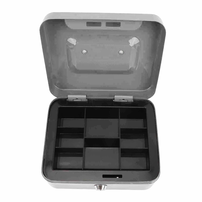 Small Locking Cash Box Portable Double Layers Safe Metal Money