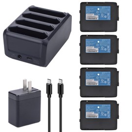 4PCS BT-000318 Battery and 4-Slot Battery Charging Cradle Kit for Zebra Symbol TC70 TC72 TC75 TC77 TC70X TC75GK TC720L TC700H TC77HL TC700K TC7X Barcode Scanners Charger Station with Type C Charger