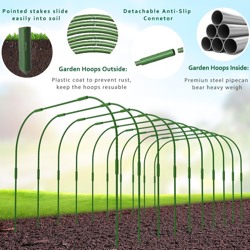 Garden Hoops for Raised beds, 10 Sets DIY Rust-Free Garden