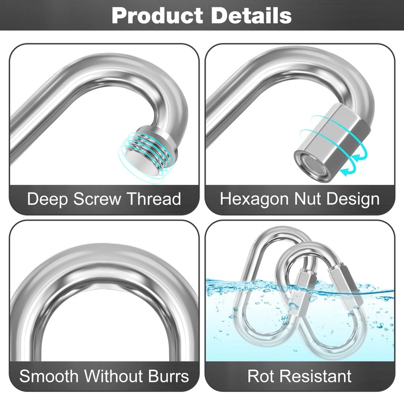 phepetroll M6-50 Pack 2.3” Quick Links Chain Connectors, 1/4″ Galvanized