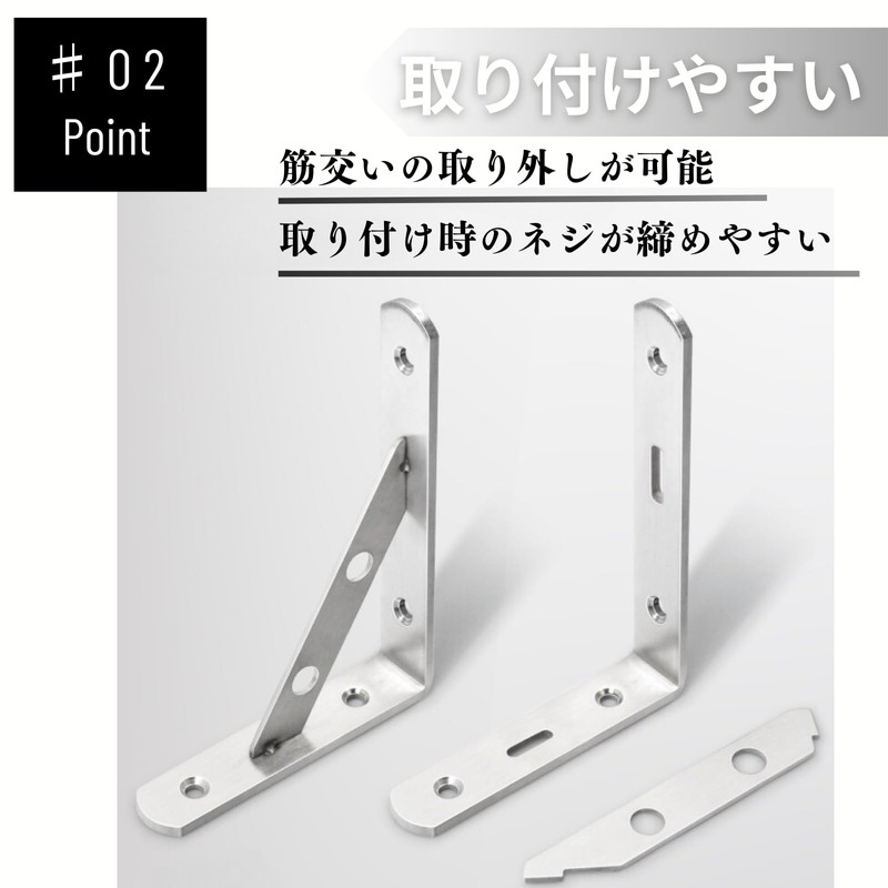 Nanarico Shelf Bracket, L-Shaped, Stainless Steel, DIY Kitchen and Garage,