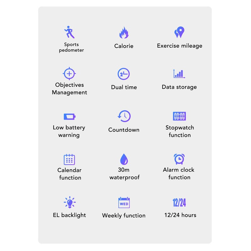 Men Led Digital Watch Creative Square Waterproof Backlight Pedometer Sports