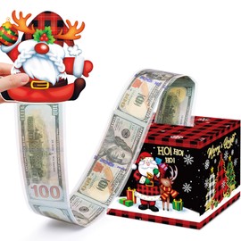 Meiidoshine Christmas Money Box for Cash Gift Pull, Surprise Money Holder for Kids Adults with 100Pcs Transparent Bags - Fun Ways to Give Cash As A Gift for Your Loved Ones