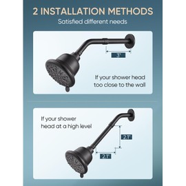 Cobbe Shower Head Extension Arm - 3-Inch Extender, Stainless Steel Pipe for Bathroom, Adjustable Extension, Black