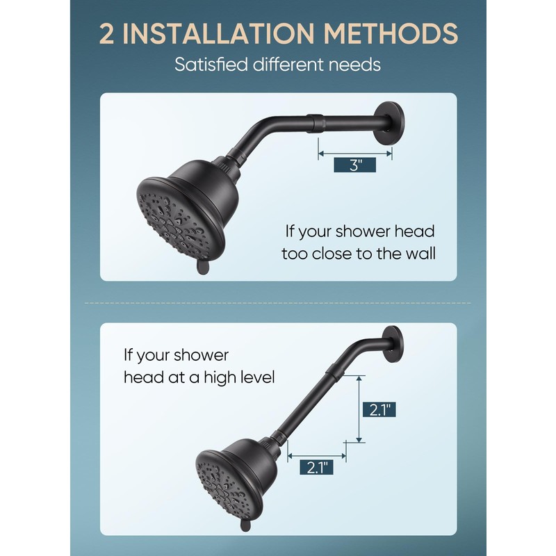 Cobbe Shower Head Extension Arm - 3-Inch Extender, Stainless Steel
