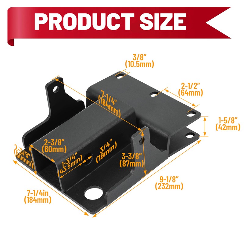 HECASA 2'' Rear Trailer Hitch Receiver Compatible with Kawasaki Mule