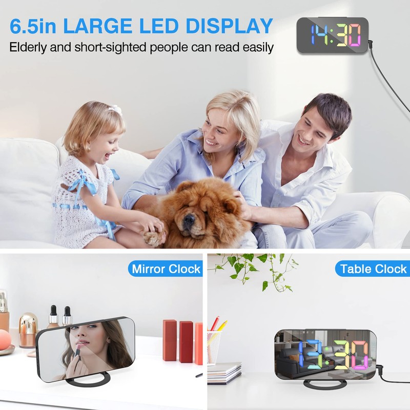 Alarm Clock with Dimmable LED Display, Digital Clock, Digital Alarm