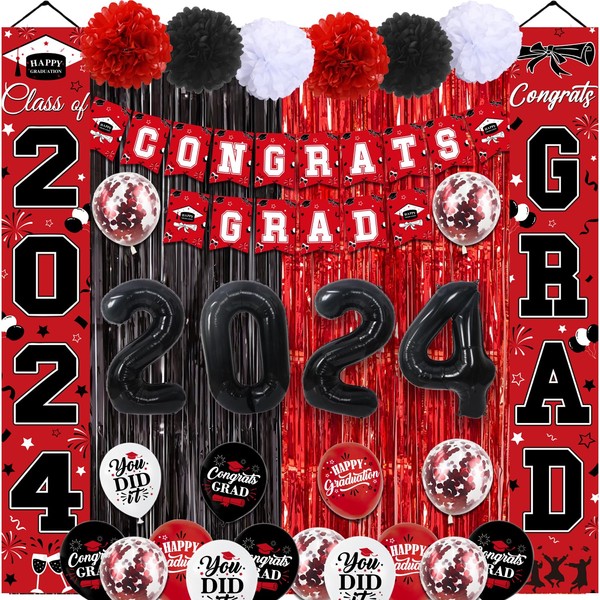 2024 Graduation Party Decorations, Graduation Banner, Congrats Grad Banner, Balloons,