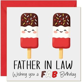 Funny Birthday Card for Father in Law 'FAB' Cute Fabulous Ice Lolly Hilarious Birthday Card from Son-in-Law Daughter-in-Law