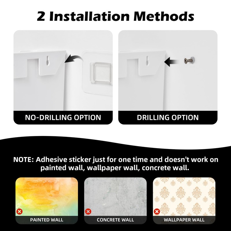 YOHOM No Drilling File Holder Wall Mails Magazines Organizer Adhesive