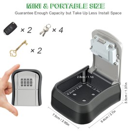 Diyife Key Safe Wall Mounted, [New Version] Heavy Duty Key Lock Box Waterproof Large Capacity Key Lock Box, Aluminum Alloy Resettable 4 Digit Combination Lock Box for House, Car Keys [5 Keys Capacity]