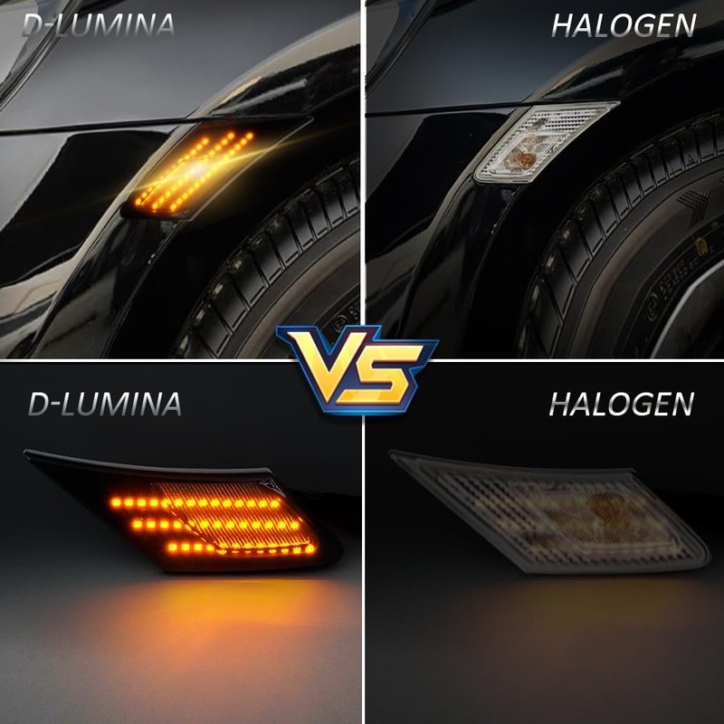 D-Lumina LED Side Marker Lights Assembly Smoked Lens Amber for
