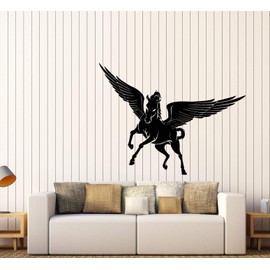 Vinyl Wall Decal Fantasy Beast Pegasus Horse Wings Stickers Large Decor (3297ig) Black