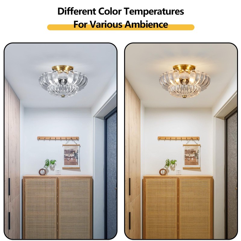 Tradetop Semi Flush Mount Ceiling Light, Gold Light Fixture Ceiling