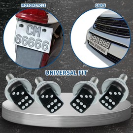 Meibaolin Dice License Plate Screw Fasteners Aluminum Alloy Decorative Modified Motorcycle License Plate Bolt Frame Mounting Kit Cars Truck Vehicle Accessories 4 Pcs (Black)