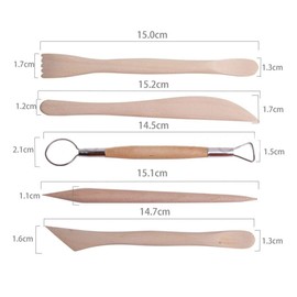 YYaaloa 5pcs Set Wood Crafts Clay Modeling Tool Pottery Carving Tools Shaping and Sculpting for Ceramics Clay Pottery (Wood -5pcs)