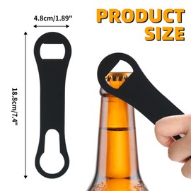 MCSDFN 2 Pcs Bottle Opener and Pour Spout Remover, Flat Bar Key Bar Beer Bottle Opener Bartender Accessories for Bartenders Home Kitchen Party, Black