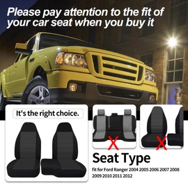 ESMING 2PCS 60/40 High Back Bench Seat Cover for Ford Ranger 2004 2005 2006 2007 2008 2009 2010 2011 2012-Dark Gray