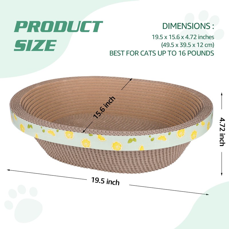 ROMOHOM Oval Cardboard Cat Scratcher Bed Lounge Couch for Indoor