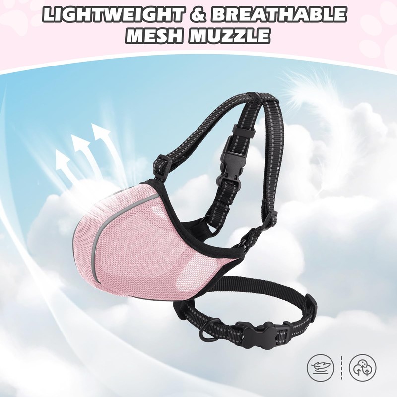 Dog Muzzle - Soft Breathable Mesh Nylon Adjustable Muzzle for