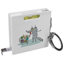 Azeeda 'Hungry Wolf Goes To The Supermarket' Keyring Tape Measure/Spirit Level Tool (KM00038440)