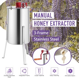 CREWORKS 3/6 Frame Manual Honey Extractor Spinner Beekeeping Equipment w/ Stands