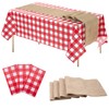 Oudain 6 Pcs Buffalo Check Table Runner 3 Red and