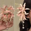 フラワーパールヘアクリップタッセルロングヘアクロードレスアクセサリーブライダルウェディングアクセサリービーチパーティーウェディングイベント装飾