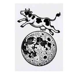 'Cow Jumping Over Moon' Temporary Tattoo - Water Resistant, Skin-Safe, Non-Toxic Transfer (TO00081287)