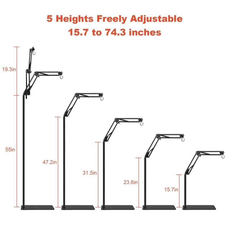 BOURDSERK Reptile Lamp Stand, Adjustable 15.7 to 74.3 In Heat
