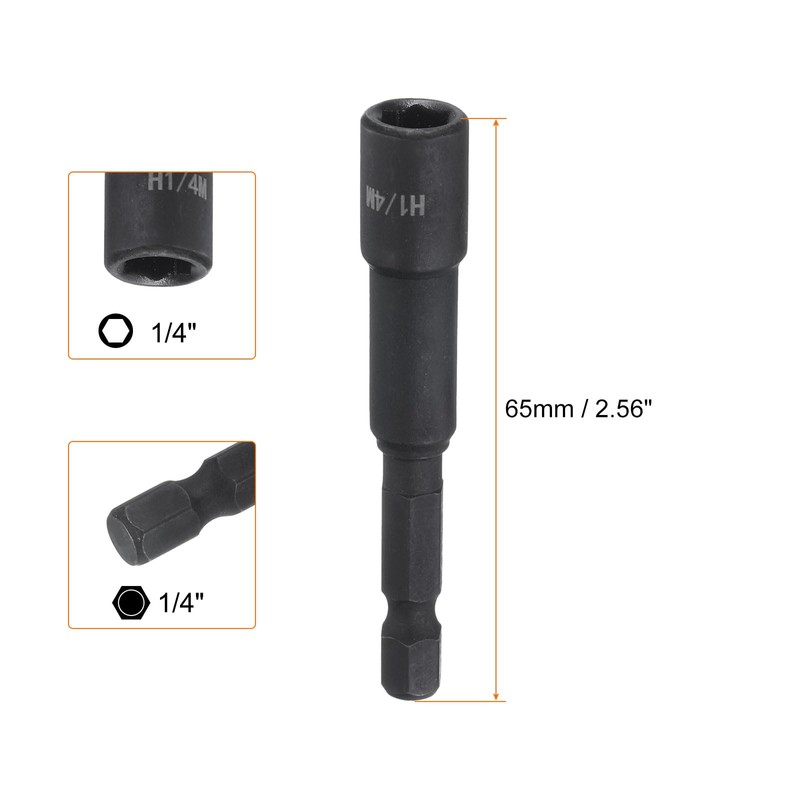 sourcing map 3Pcs Magnetic Nut Driver 1/4" x 1/4" Quick