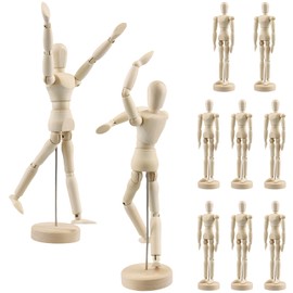 PINGEUI 8 Pack 8 Inch Wooden Artists Model, Wooden Art Figure Model with Stand, Movable Wooden Manikin for Artists, Sketching