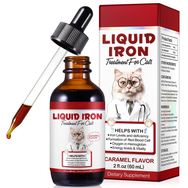 Iron Supplements for Cats, 60ML Liquid Iron with Folate and