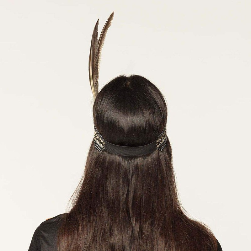 Boland Boland 44092 - Stirnband Indianerin Weise Frau, beige-schwarz, dehnbar,