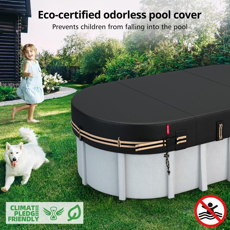 QH.HOME 15x27 Ft Oval Pool Cover for Steel Wall Oval