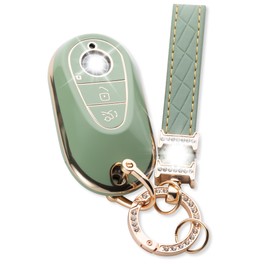 0BT59 Key Fob Cover Case, Keychain Protection for 2020-2024 Maybach S-Class, G-Class, E-Class, EQE, EQS, Green