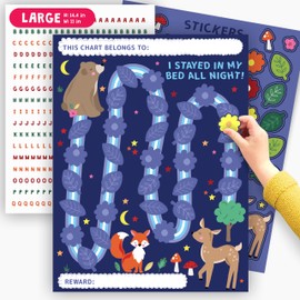 CENTRAL 23 Sleep Reward Charts for Children x 10 pcs - Bedtime Routine Chart for Toddlers - Behavior Chart for Kids at Home Bedroom - Reward Stickers for Sleeping in Bed - Cute Woodland Animals