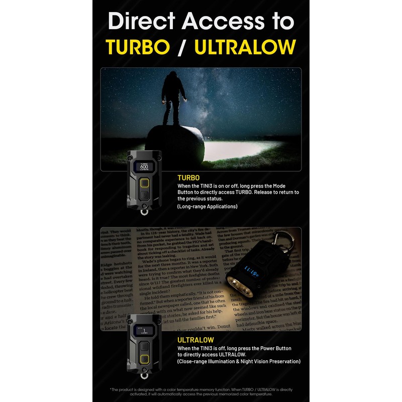 Nitecore TINI3 - Multi Colour Temperature LED, 600 Lumen, 3