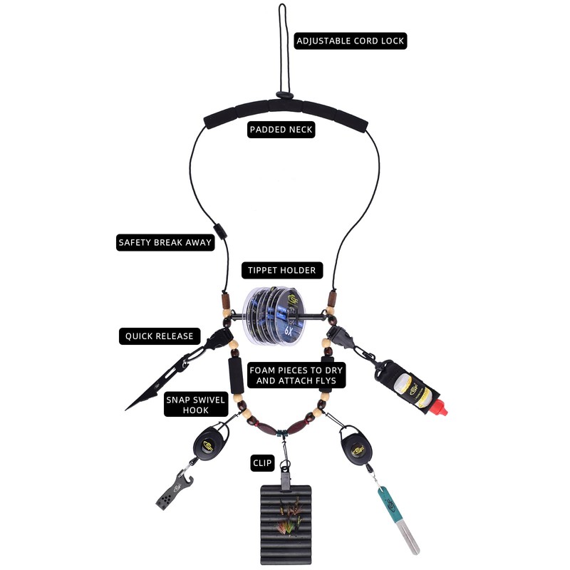 SF Fly Fishing Neckvest Lanyard Unloaded Black Adjustable Tool Holder